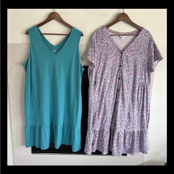 J. Jill Women’s Knit Dress BUNDLE Pockets XL XLP Flounced Flowy Beachy Summer - Picture 15 of 15